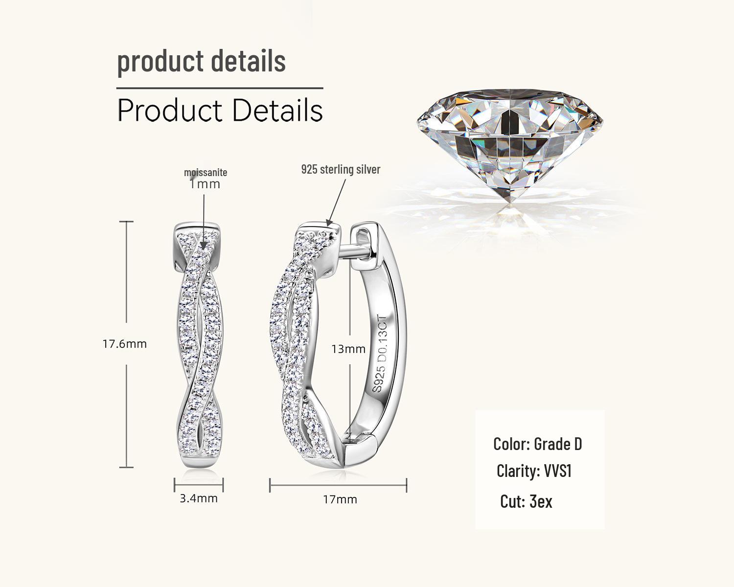 2025 Trendy Versatile Moissanite Twist Hoop Earrings for Women 0.13 Carat+0.13 Carat
2025 Trendy Versatile Moissanite Twist Hoop Earrings for Women 0.13 Carat+0.13 Carat