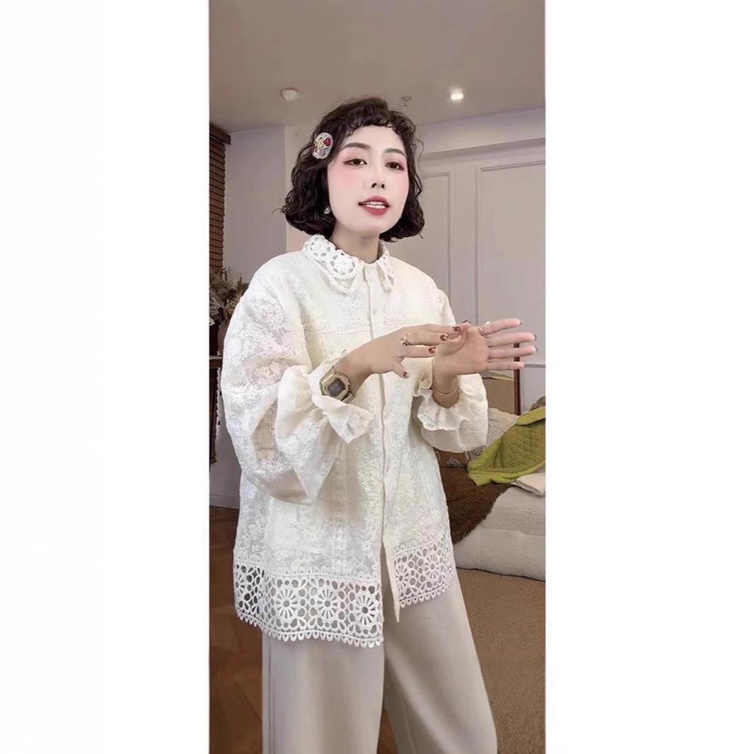 French Openwork Crochet Turn-Down Collar Women s Shirt - Stylish Spring 2025 Casual Outerwear M
French Openwork Crochet Turn-Down Collar Women s Shirt - Stylish Spring 2025 Casual Outerwear M