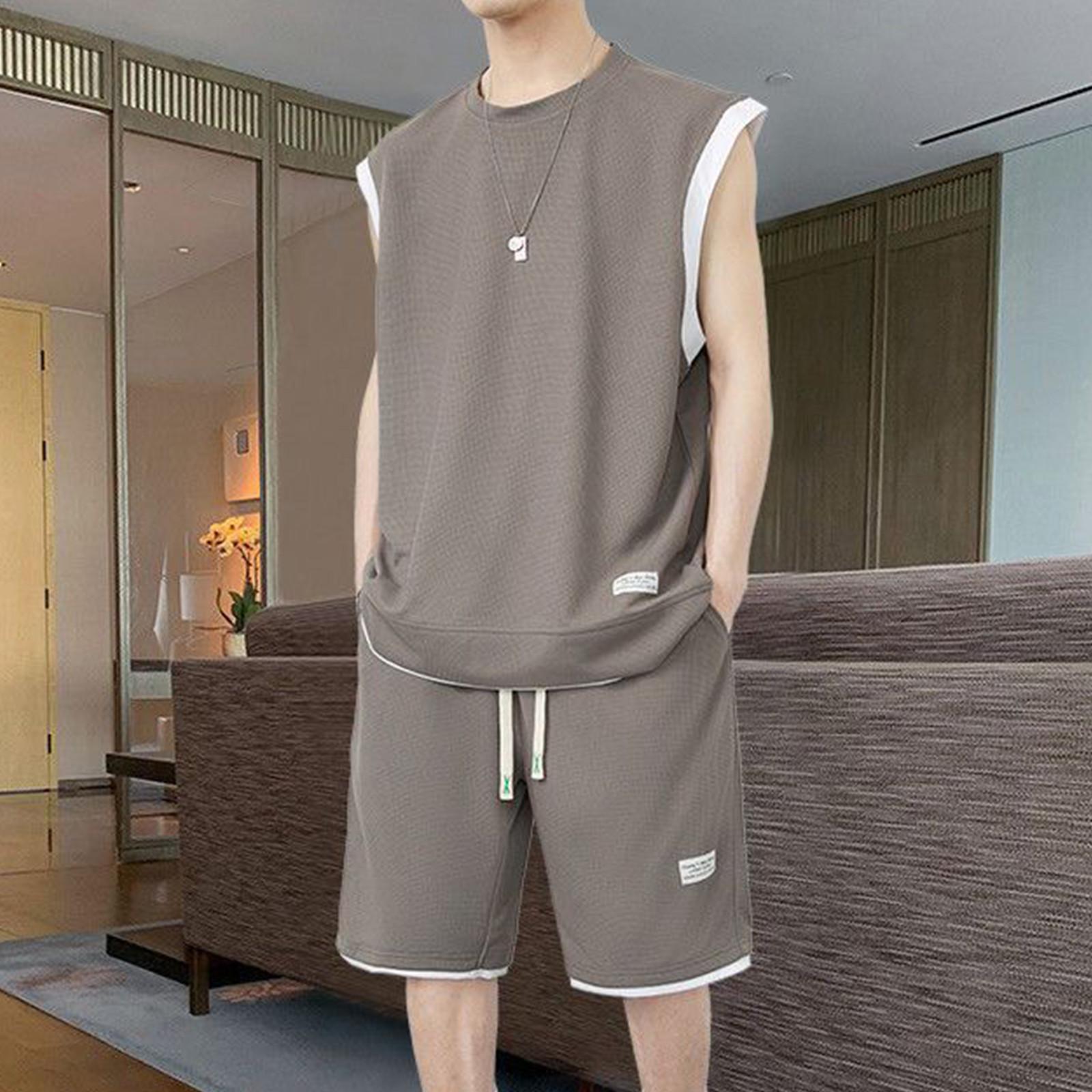 Мужской однотонный повседневный комплект из двух предметов: футболка без рукавов с круглым вырезом и шорты L кофейный
Мужской однотонный повседневный комплект из двух предметов: футболка без рукавов с круглым вырезом и шорты L кофейный