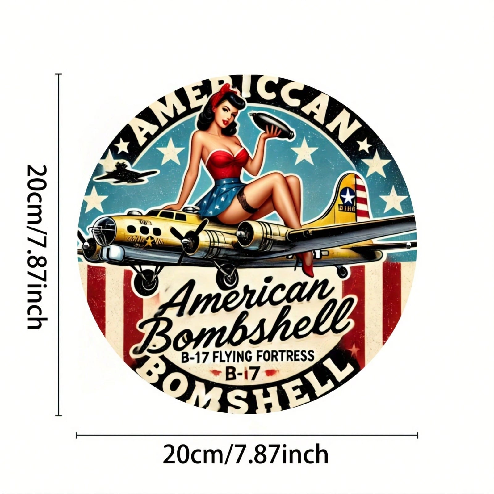 Vintage Pin Up Girl Round Aluminum Sign Metal Wall Art Home Office Decor Gift 20x20 різнокольоровий
Vintage Pin Up Girl Round Aluminum Sign Metal Wall Art Home Office Decor Gift 20x20 різнокольоровий