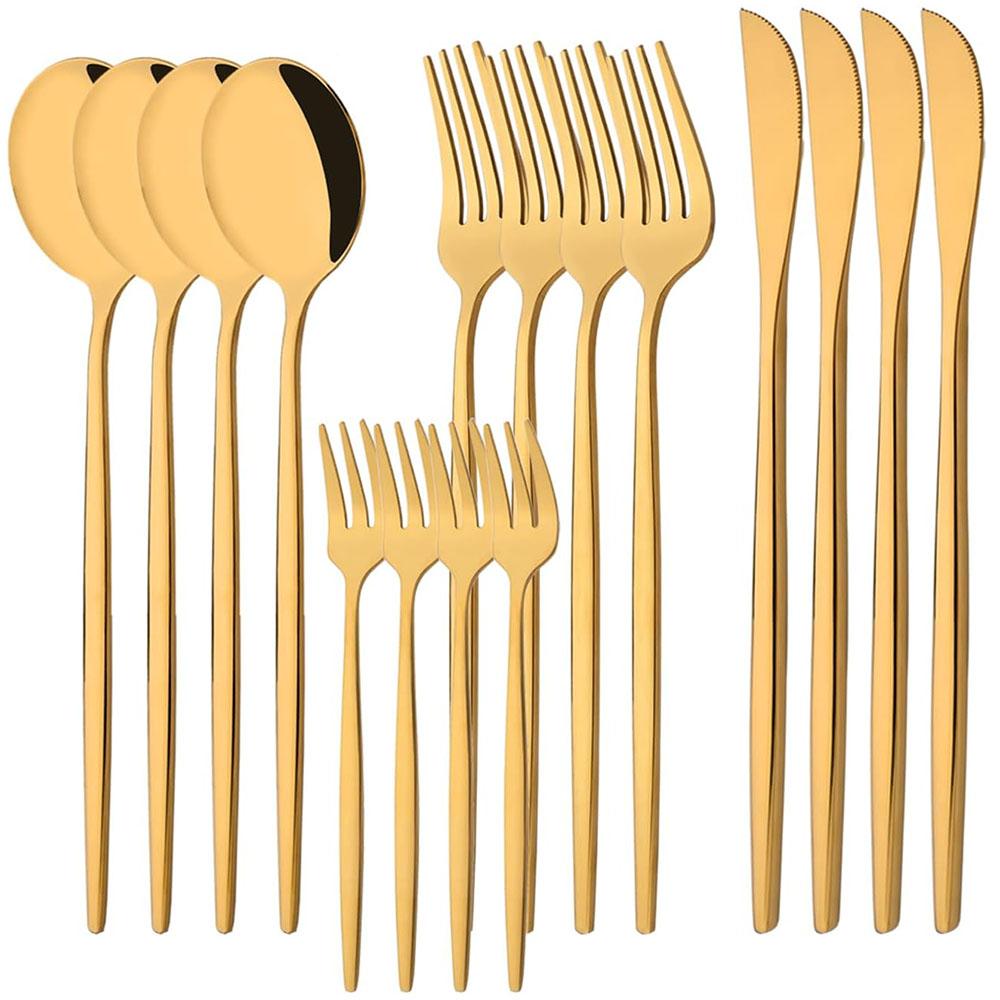 Dinnerware Set 16Pcs Mirror Gold Cutlery Set Stainless Steel Flatware Cake Fruit Fork Kitchen Knife Fork Spoon Tableware Set срібний
Dinnerware Set 16Pcs Mirror Gold Cutlery Set Stainless Steel Flatware Cake Fruit Fork Kitchen Knife Fork Spoon Tableware Set срібний