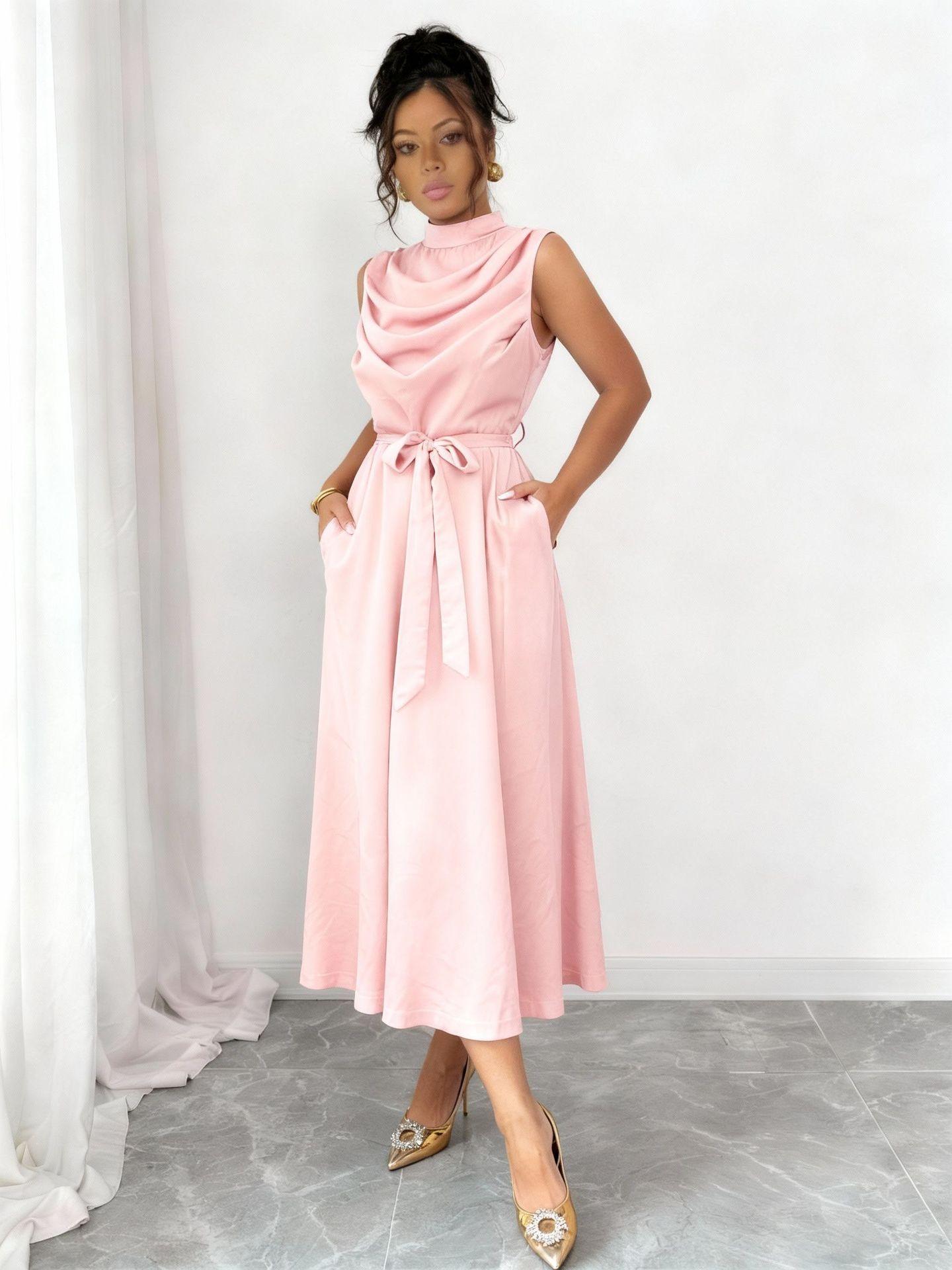 European and American women s elegant and fashionable sleeveless strap dress, casual belt design women s dress XXL рожевий
European and American women s elegant and fashionable sleeveless strap dress, casual belt design women s dress XXL рожевий