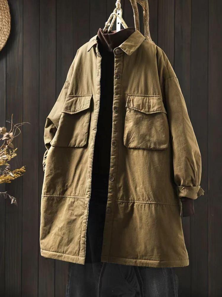 Vintage Chinese Style Women Winter Coat Solid Color Turn Down Collar Button Pockets One Size света кофе
Vintage Chinese Style Women Winter Coat Solid Color Turn Down Collar Button Pockets One Size света кофе