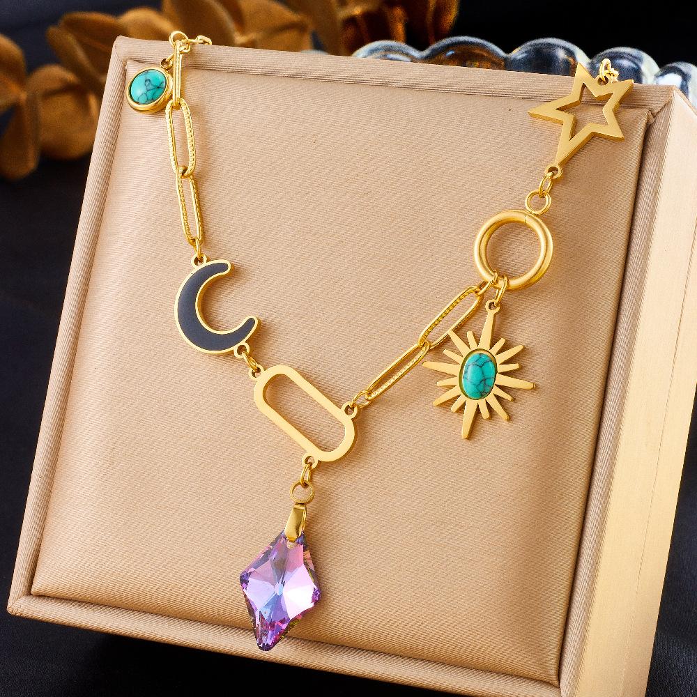 Bohemian Sun Moon Star Necklace for Women Gold Plated Titanium Steel Crescent Sunburst Crystal Pendant Y2K Celestial Jewelry one size
Bohemian Sun Moon Star Necklace for Women Gold Plated Titanium Steel Crescent Sunburst Crystal Pendant Y2K Celestial Jewelry one size