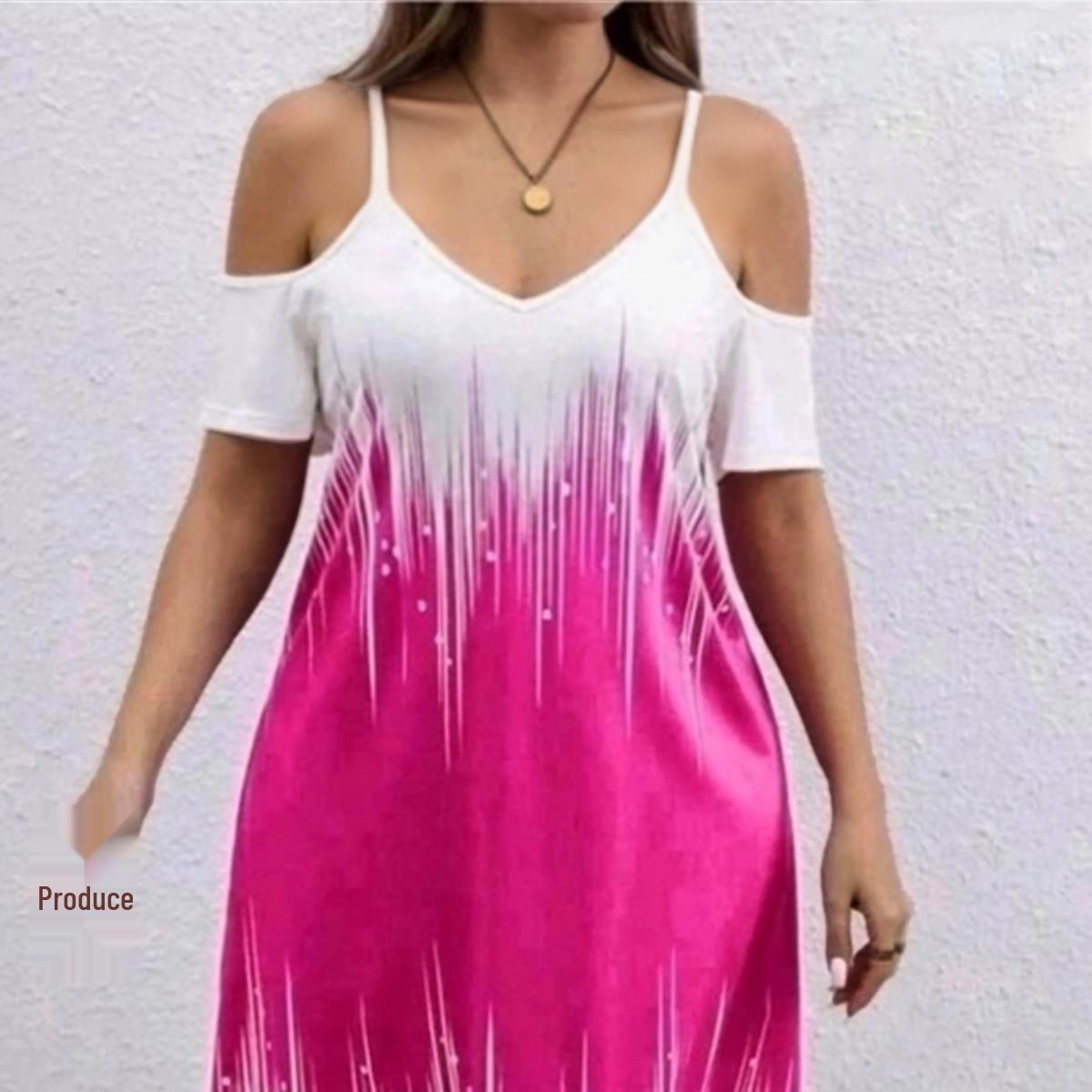 Gradient Off-Shoulder V-Neck Camisole Dress: Loose, Breathable, Comfortable, Mid-Length, with Contrasting Sleeves. XXL фуксия
Gradient Off-Shoulder V-Neck Camisole Dress: Loose, Breathable, Comfortable, Mid-Length, with Contrasting Sleeves. XXL фуксия