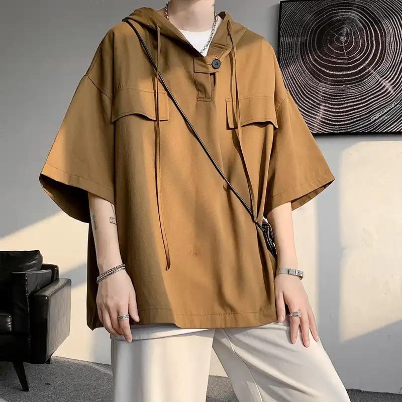 Men Half Button Hooded Short Sleeve Shirt M
Men Half Button Hooded Short Sleeve Shirt M