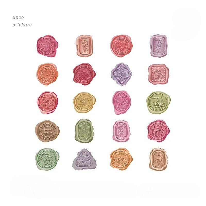 40 шт. Наклейки с восковой печатью Декоративные ПЭТ Прозрачные наклейки Винтажные Круглые Наклейки для запечатывания для Скрапбука Планера Журнала Конверта
