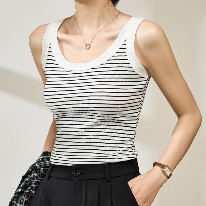 Women s Cotton Striped Camisole Vest Summer New To Cover The Side Breasts of Hundreds of Wear Outside The Inner Bottoming Tops S білий
Women s Cotton Striped Camisole Vest Summer New To Cover The Side Breasts of Hundreds of Wear Outside The Inner Bottoming Tops S білий