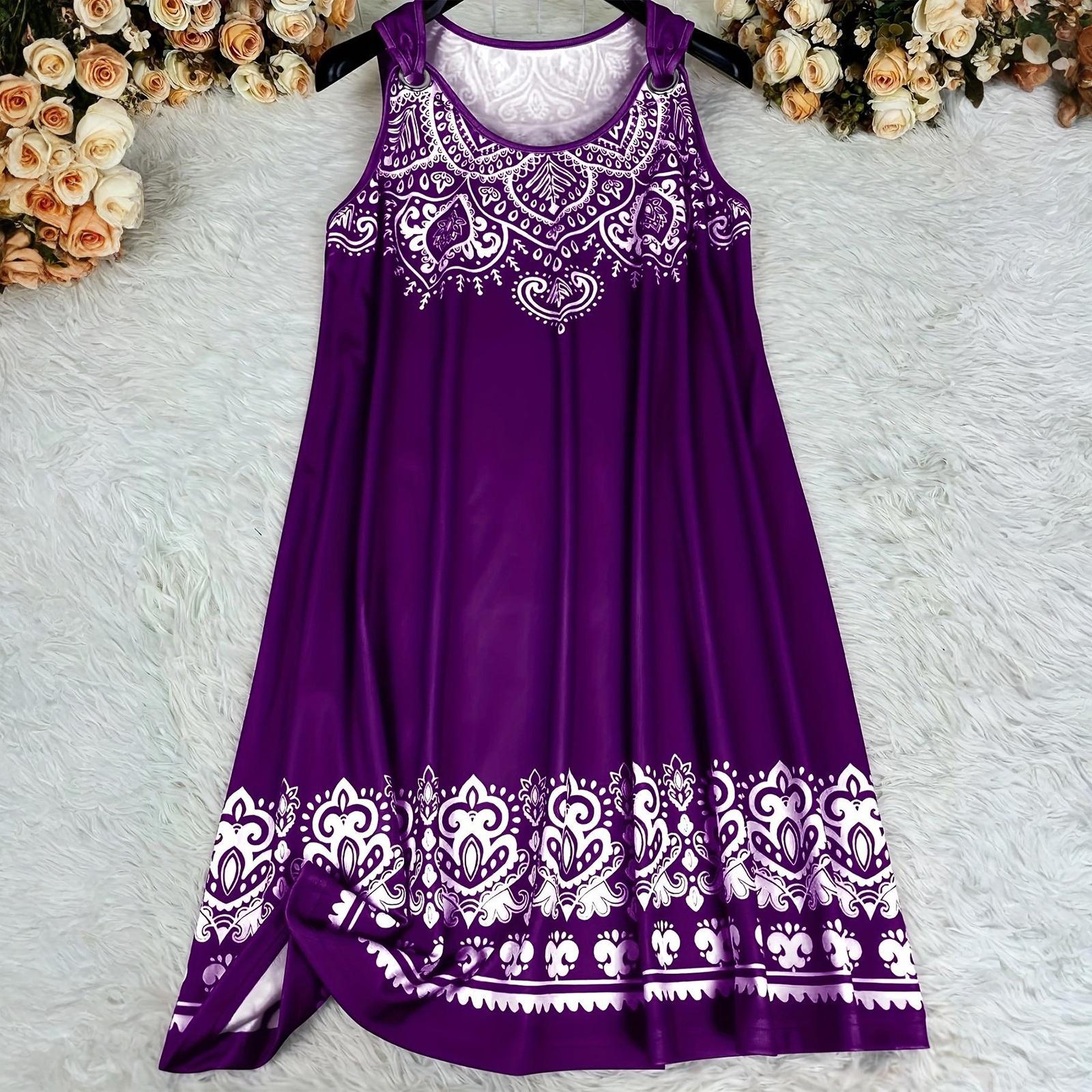 Women s Fashionable Plus Size Round Neck Sleeveless Printed Casual Loose Vest Dress XL фіолетовий
Women s Fashionable Plus Size Round Neck Sleeveless Printed Casual Loose Vest Dress XL фіолетовий