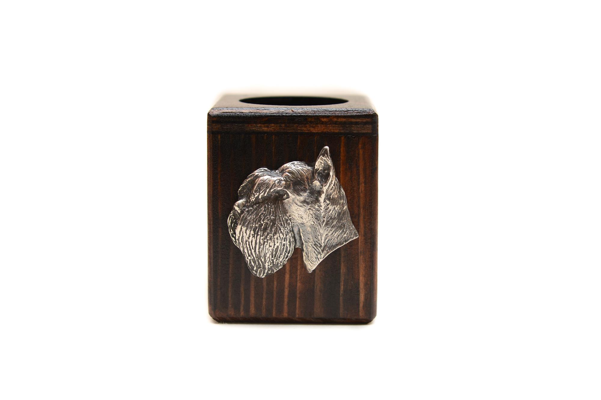 Schnauzer - wooden candle holder with a dog, a unique souvenir after losing a dog, a handicraft from the Art-Dog brand коричневий
Schnauzer - wooden candle holder with a dog, a unique souvenir after losing a dog, a handicraft from the Art-Dog brand коричневий