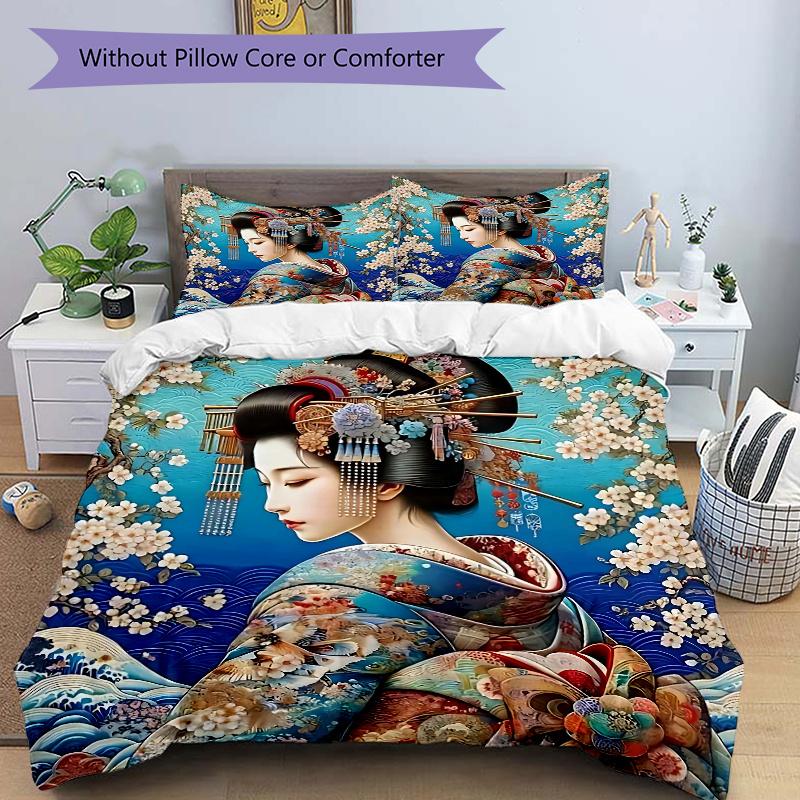 3pcs Anime Kimono Geisha Comforter Set with One Quilt Cover and Two Pillowcases (No Core) - Home Decor, Festival Gift, Polyester Fabric, Anime Cartoon 135x200cm
3pcs Anime Kimono Geisha Comforter Set with One Quilt Cover and Two Pillowcases (No Core) - Home Decor, Festival Gift, Polyester Fabric, Anime Cartoon 135x200cm