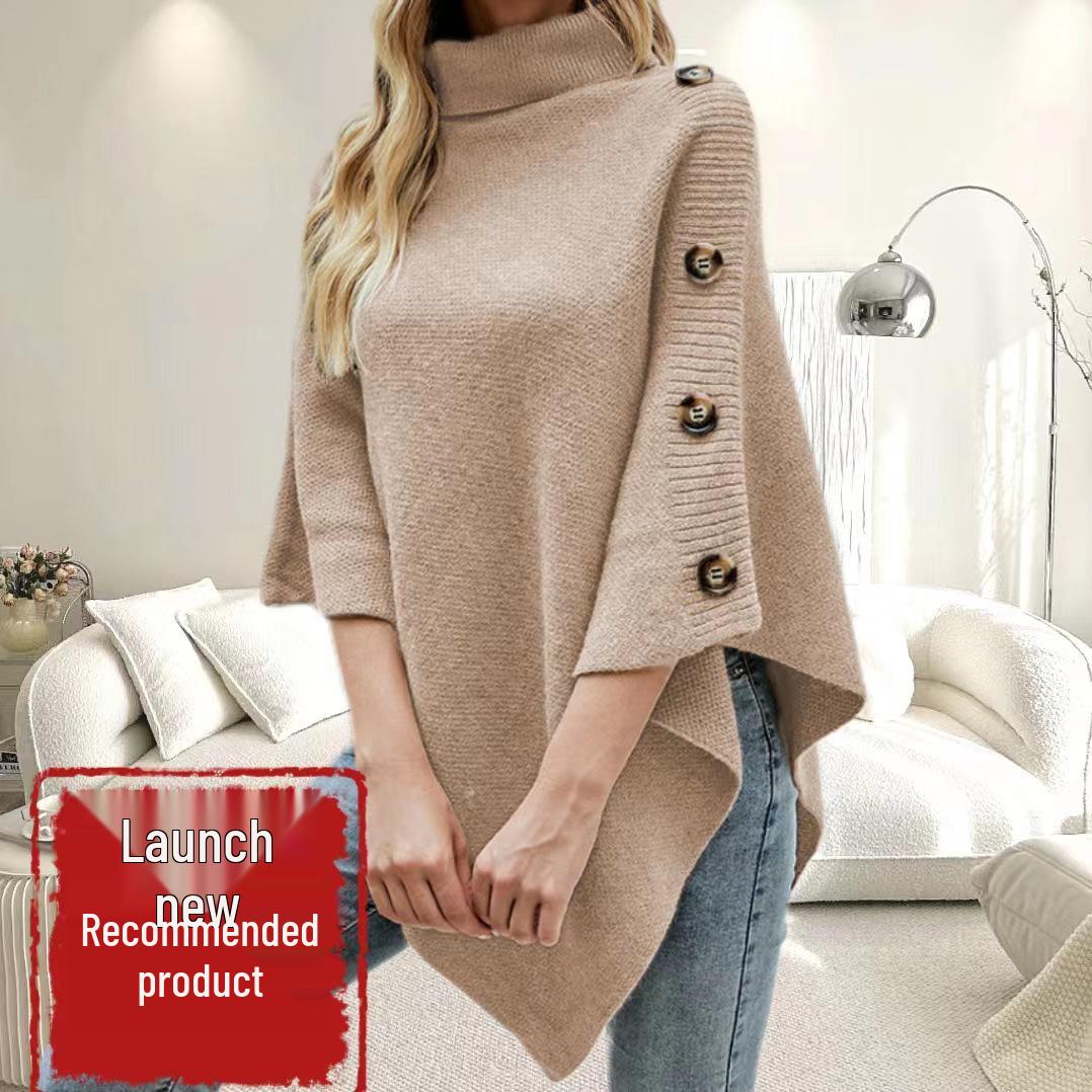 Новый осенне-зимний свитер-пальто для женщин с высоким воротником, однотонный плащ-шаль с разрезами, вязаный трикотаж One Size (Fits 90-150 cm)
Новый осенне-зимний свитер-пальто для женщин с высоким воротником, однотонный плащ-шаль с разрезами, вязаный трикотаж One Size (Fits 90-150 cm)