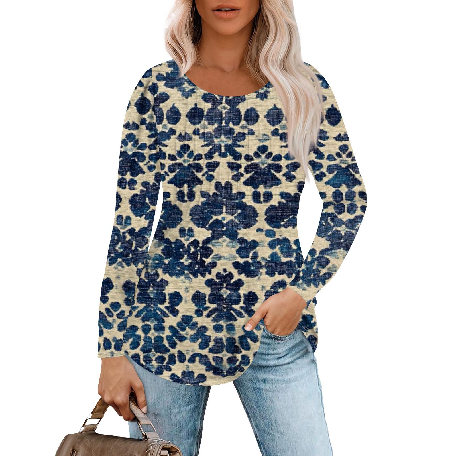 Women s Fashion Casual Pleated Round Neck Print Long Sleeve T-Shirt Top S
Women s Fashion Casual Pleated Round Neck Print Long Sleeve T-Shirt Top S