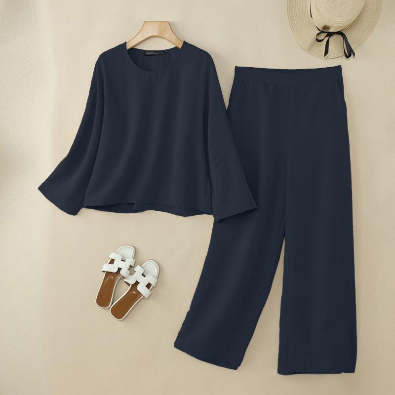 ZANZEA Женская блузка с длинным рукавом и брюки повседневный комплект из двух частей 5XL тёмно-синий
ZANZEA Женская блузка с длинным рукавом и брюки повседневный комплект из двух частей 5XL тёмно-синий
