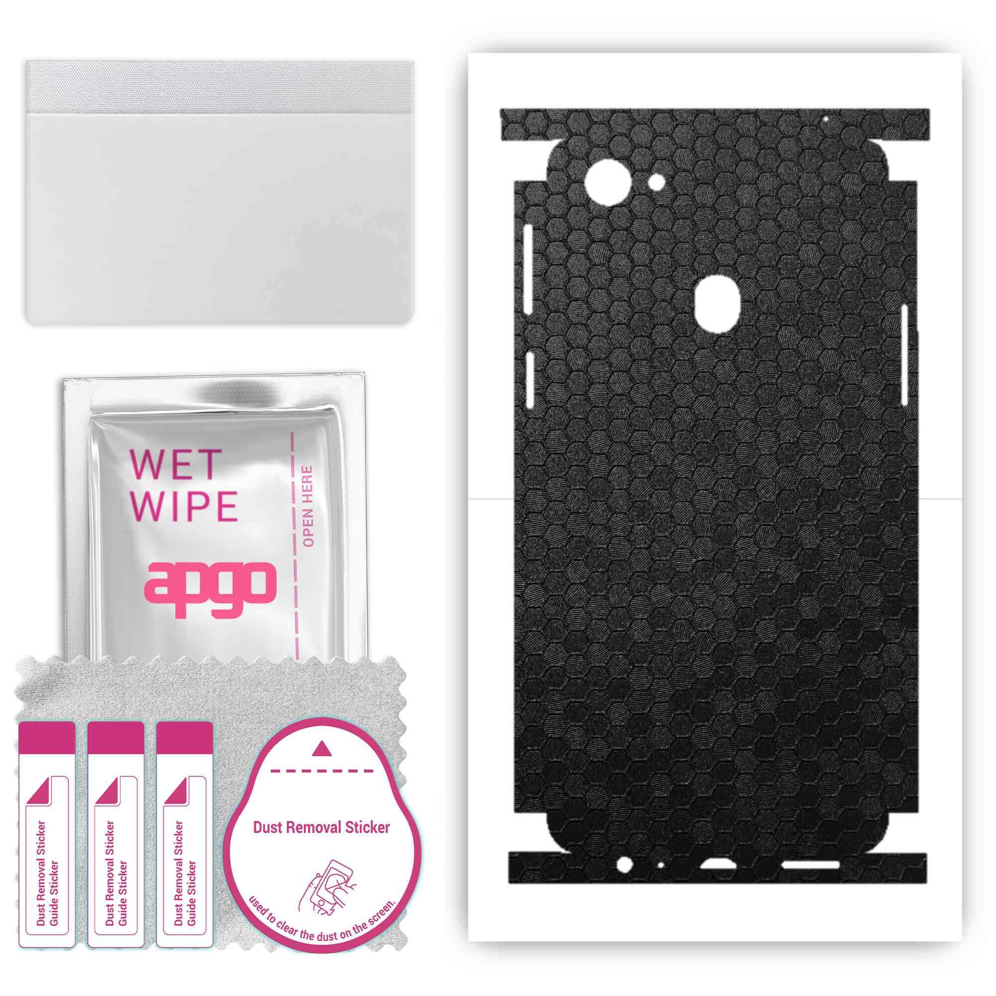 apgo Protective Skin Sticker for the back+sides compatible with Oppo F7, Full Wrap Film, Foil, Vinyl - Pattern Black Honeycomb
apgo Protective Skin Sticker for the back+sides compatible with Oppo F7, Full Wrap Film, Foil, Vinyl - Pattern Black Honeycomb