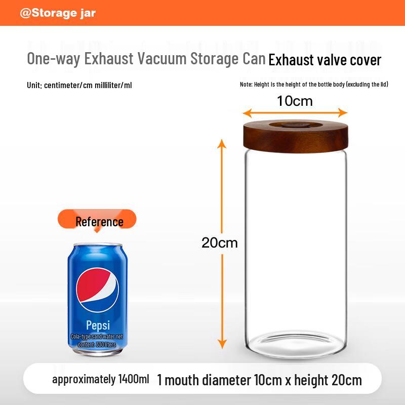 Glass Food Storage Jar with Air Valve Lid 10*20cm-1400ml
Glass Food Storage Jar with Air Valve Lid 10*20cm-1400ml