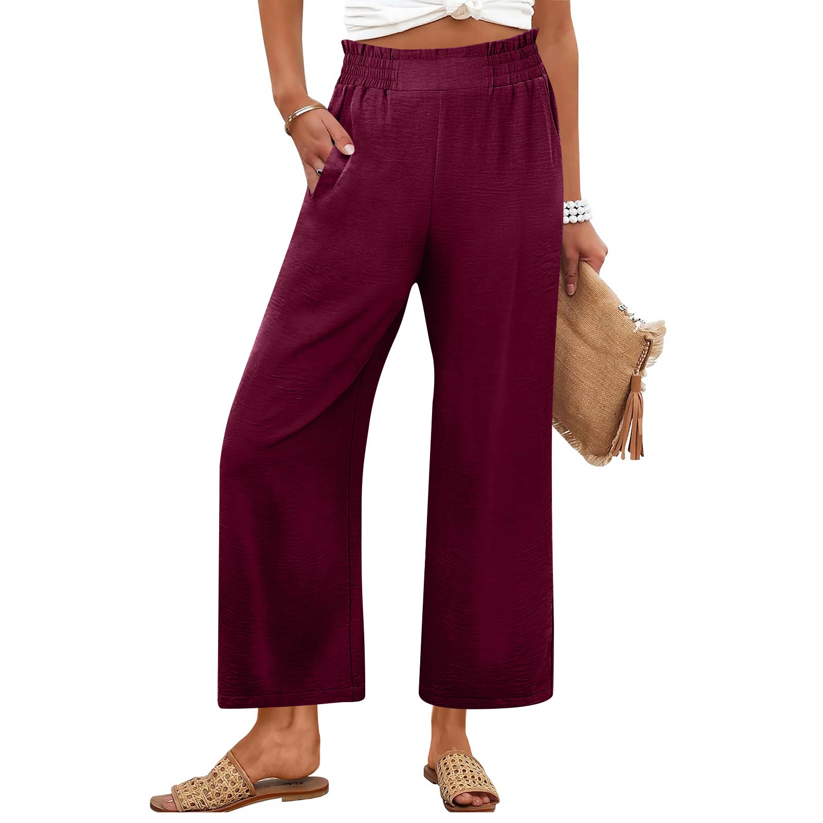 Women s Fashion -Colour Elasticated High-Waisted Cropped Trousers With Pockets XXL винний
Women s Fashion -Colour Elasticated High-Waisted Cropped Trousers With Pockets XXL винний