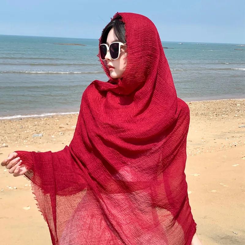 Solid Color Beig And Linen Scarf For Women In Summer, Thin Korean Version, Long And Versatile, Sunscreen Shawl Scarf
Solid Color Beig And Linen Scarf For Women In Summer, Thin Korean Version, Long And Versatile, Sunscreen Shawl Scarf