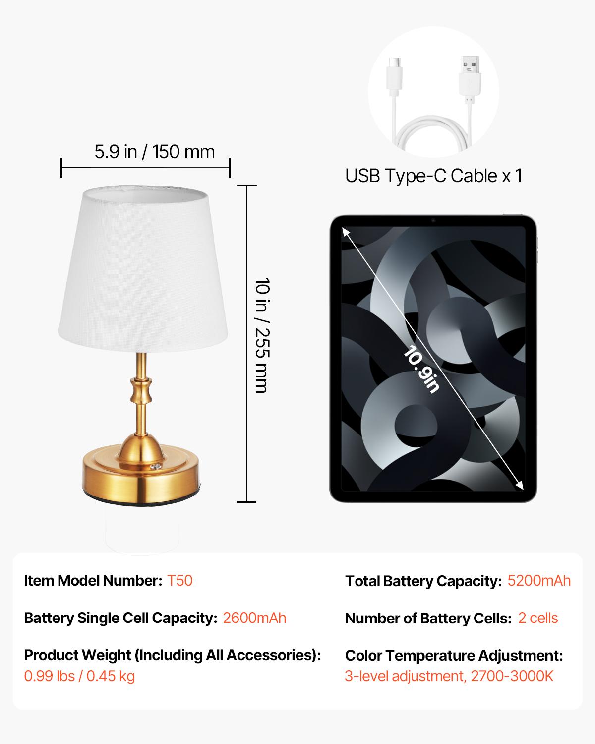 SucceBuy Cordless Table Lamp 5200mAh Built-in Rechargeable Battery Desk Lamp 3-Level Brightness Fabric Shade Color Temperature
SucceBuy Cordless Table Lamp 5200mAh Built-in Rechargeable Battery Desk Lamp 3-Level Brightness Fabric Shade Color Temperature