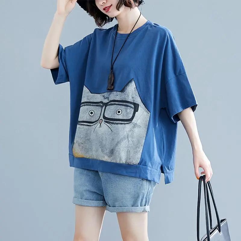 Футболка свободного покроя с принтом мультяшного кота Kawaii, графические футболки для женщин, свободная хлопковая футболка с коротким рукавом, летняя повседневная футболка, топы one size
Футболка свободного покроя с принтом мультяшного кота Kawaii, графические футболки для женщин, свободная хлопковая футболка с коротким рукавом, летняя повседневная футболка, топы one size