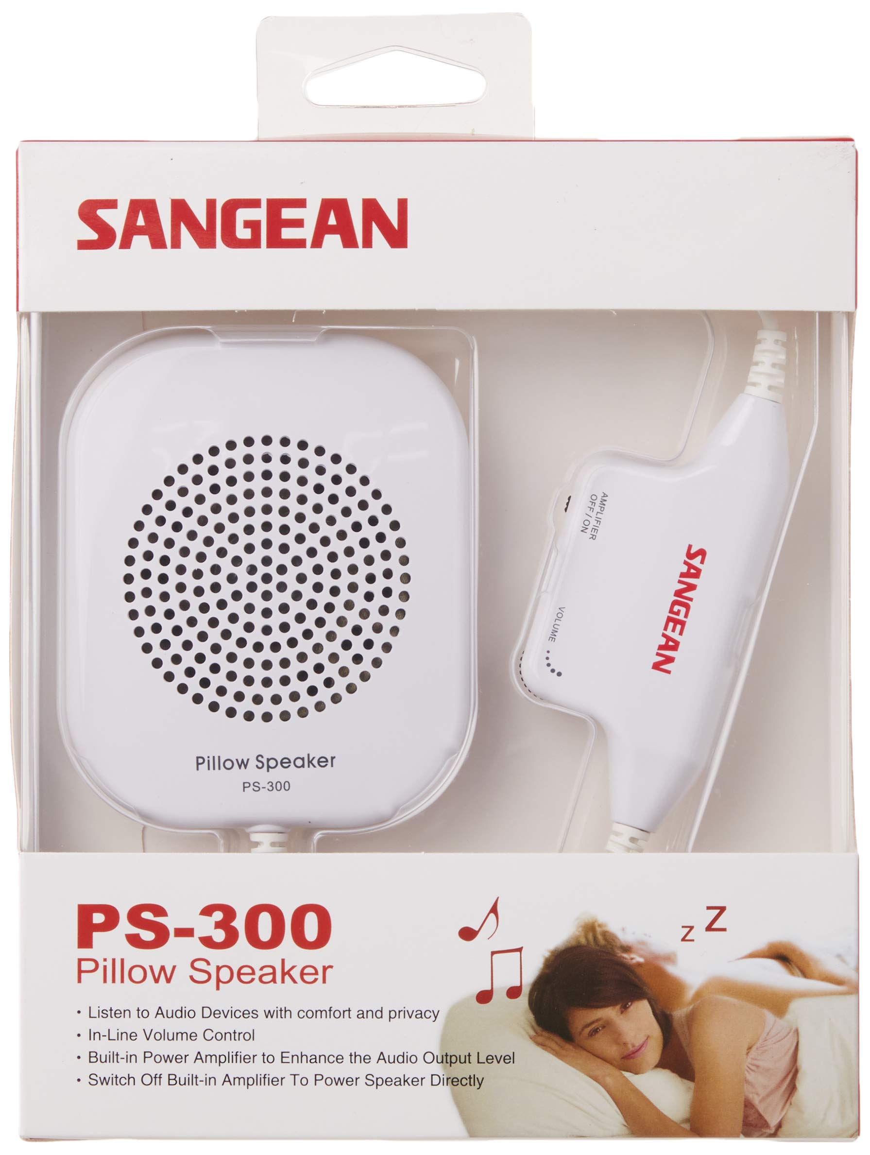 Sangean Pillow Speaker with Volume Control and Amplifier by Sangean PS-300 In-line (White)
Sangean Pillow Speaker with Volume Control and Amplifier by Sangean PS-300 In-line (White)