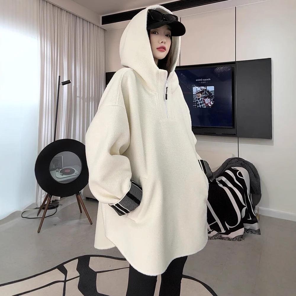 Korean Style Color Block Hooded Half-Zip Sweatshirt for Women - 2025 Autumn/Winter Loose Mid-Length Design Large
Korean Style Color Block Hooded Half-Zip Sweatshirt for Women - 2025 Autumn/Winter Loose Mid-Length Design Large