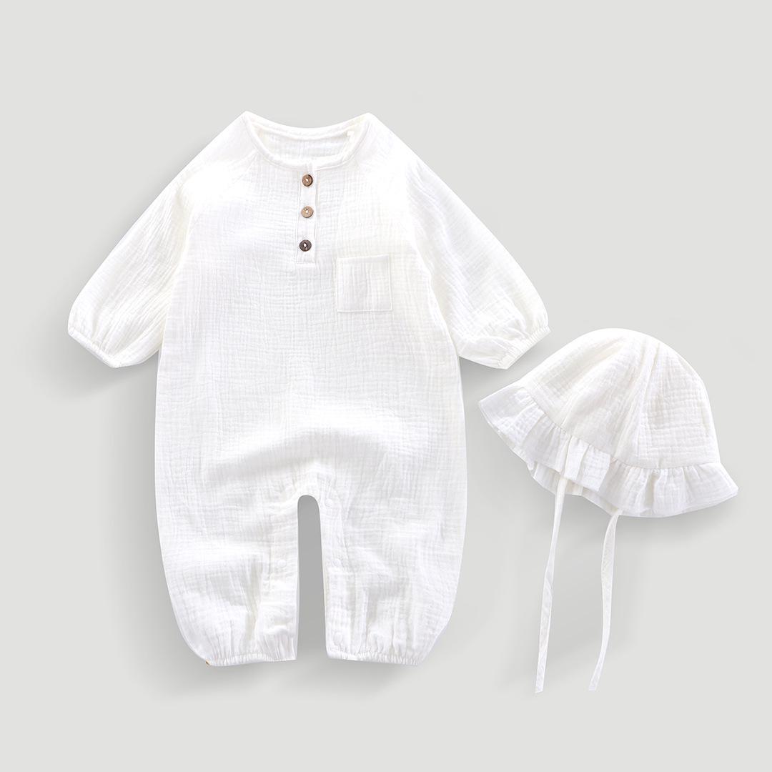 Hooded Baby Summer Romper: Double Layer Gauze, 100% Cotton, Solid Color, Breathable and Sweat-Absorbent - Ideal for Crawling and Casual Wear 73 cm
Hooded Baby Summer Romper: Double Layer Gauze, 100% Cotton, Solid Color, Breathable and Sweat-Absorbent - Ideal for Crawling and Casual Wear 73 cm