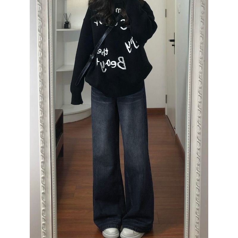 Blue-Gray Flared Jeans for Women, New Spring Style, Plus-Size High-Waisted Loose Fit, Slimming Straight Wide-Leg Pants, Trendy Blue Gray Regular M(Suggestion 45-50kg)
Blue-Gray Flared Jeans for Women, New Spring Style, Plus-Size High-Waisted Loose Fit, Slimming Straight Wide-Leg Pants, Trendy Blue Gray Regular M(Suggestion 45-50kg)