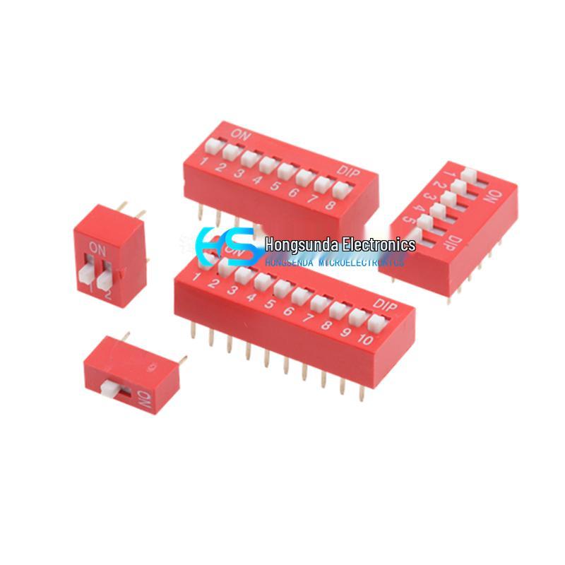 DIP Switch 2-10P, 2.54/1.27MM Flat Side, Through-hole SMD, Gold Plated 8-position Flat Actuator Red
DIP Switch 2-10P, 2.54/1.27MM Flat Side, Through-hole SMD, Gold Plated 8-position Flat Actuator Red
