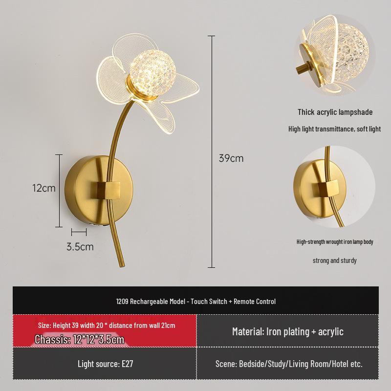 Rechargeable Dimmable LED Wall Light, Luxury Acrylic Flower Design for Bedroom or TV Area Tri-Color Light
Rechargeable Dimmable LED Wall Light, Luxury Acrylic Flower Design for Bedroom or TV Area Tri-Color Light