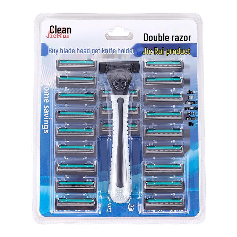 Набор винтажных мужских бритв из нержавеющей стали, двухслойный: 1 ручка + 21 лезвие
Набор винтажных мужских бритв из нержавеющей стали, двухслойный: 1 ручка + 21 лезвие