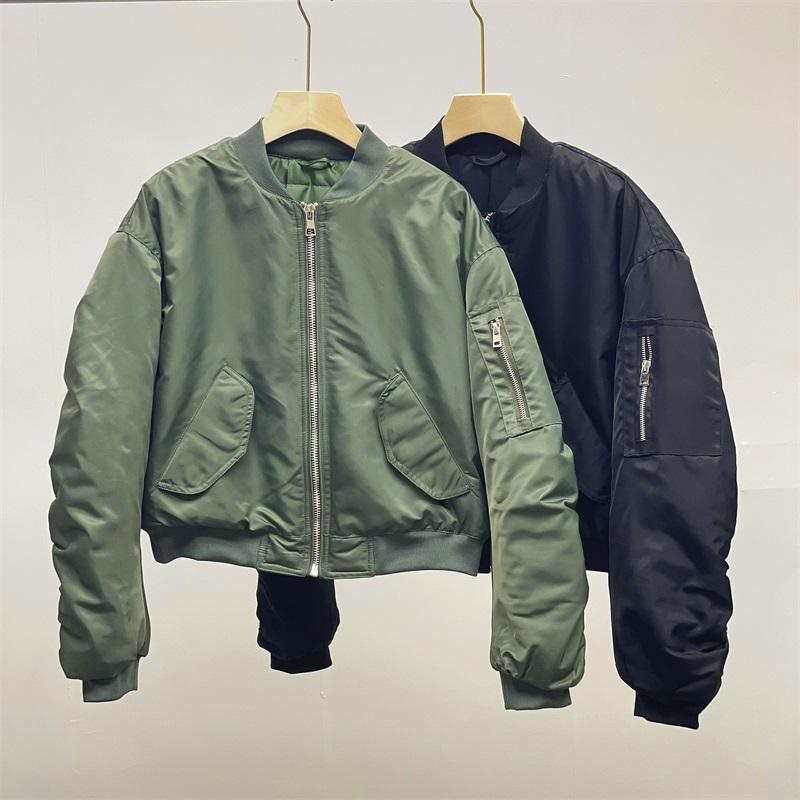MESTTRAF женские модные теплые бомберы 2021 года, винтажные куртки-бомберы с длинными рукавами и воротником-стойкой на молнии с карманами, верхняя одежда, уличная одежда