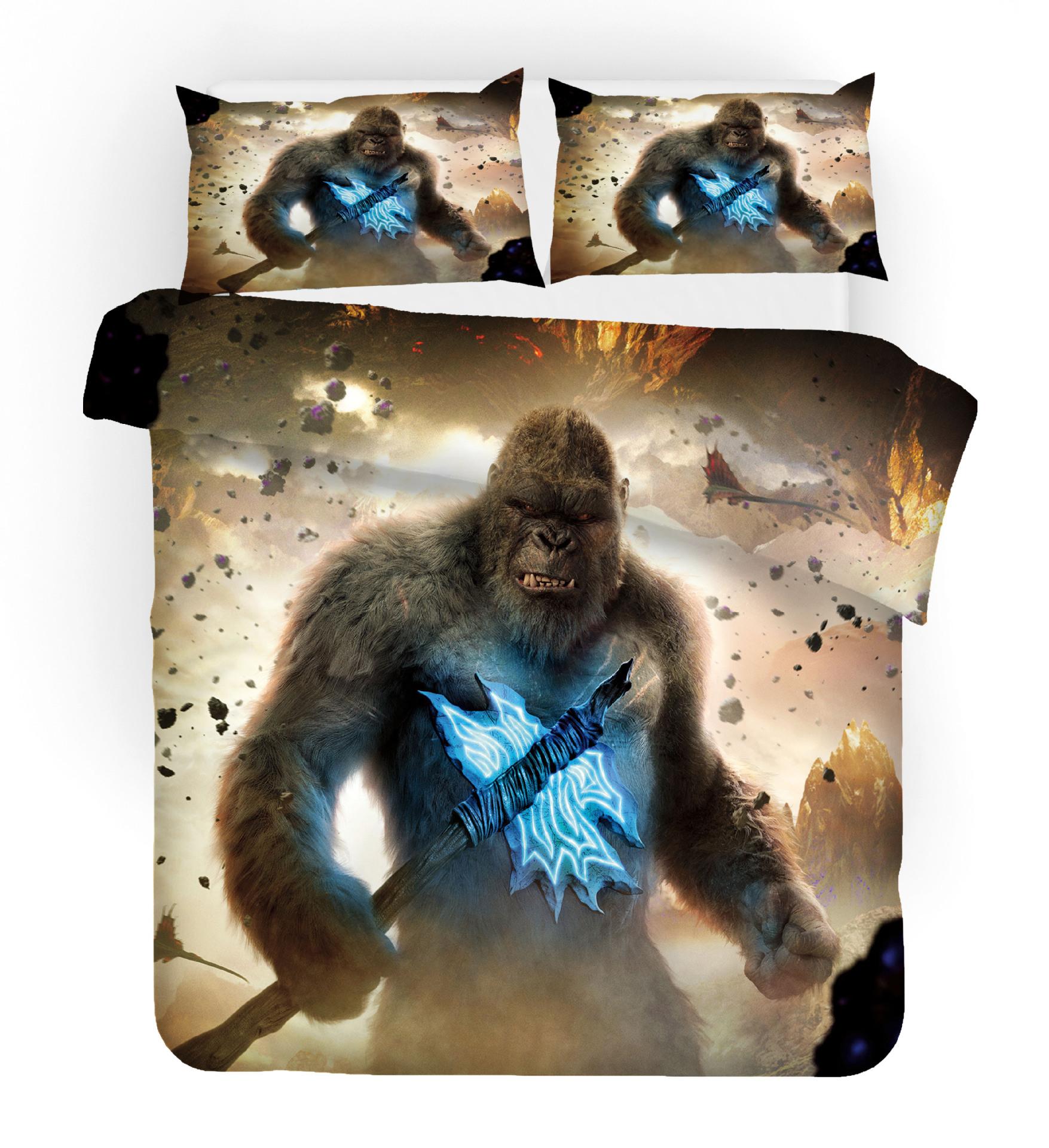 Серия Годзилла 3D Цифровая печать, Постельное белье из трех предметов Пододеяльник, Покрывало 140 * 210 two-piece set