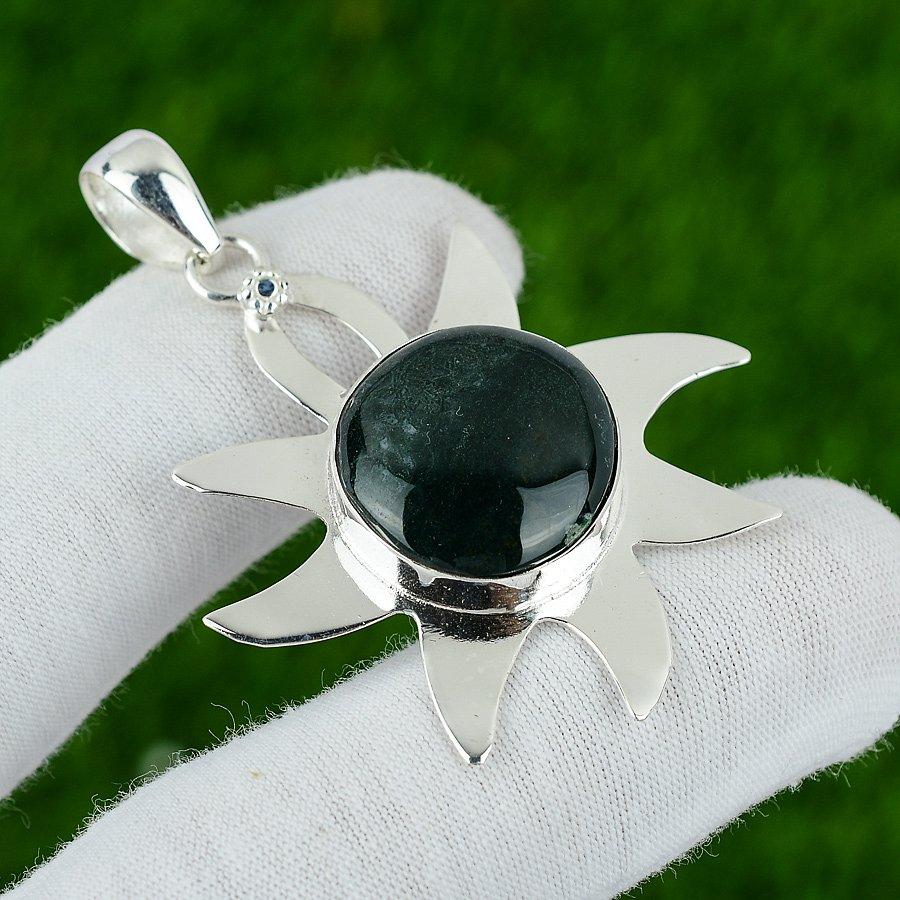 Solar Moss Agate Gemstone Bezel Daughter Handmade Pendant 925 Sterling Silver
Solar Moss Agate Gemstone Bezel Daughter Handmade Pendant 925 Sterling Silver
