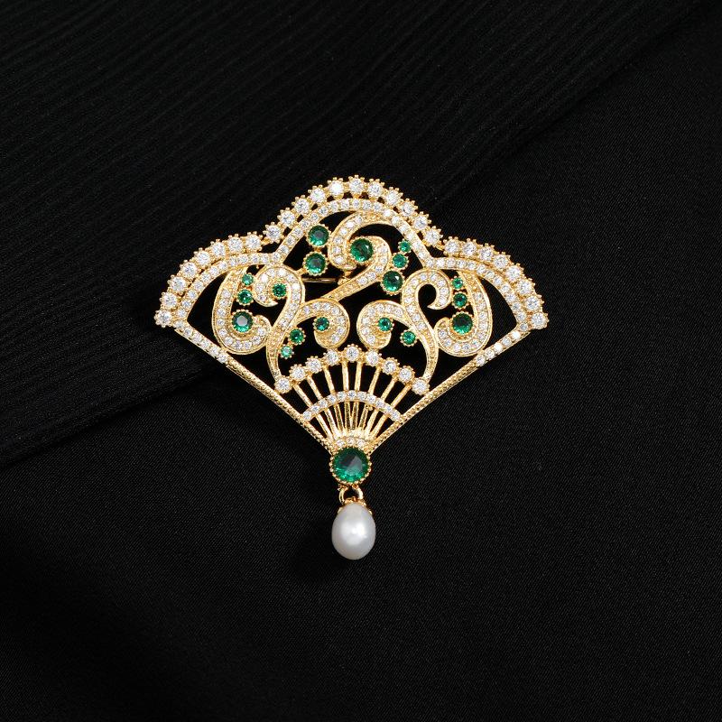 Chinese style fan brooch retro elegant temperament freshwater pearl corsage suit coat exquisite fan pin women
Chinese style fan brooch retro elegant temperament freshwater pearl corsage suit coat exquisite fan pin women