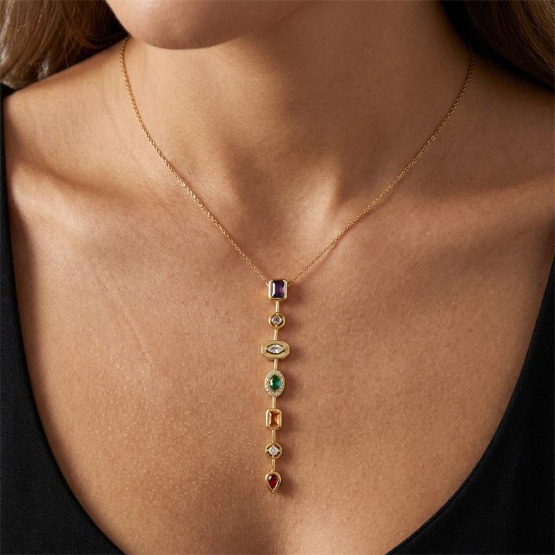 Stainless Steel Vintage Colorful Zircon Long Pendant Necklace for Women Gold Plated Geometric Collar Choker Party Zircon Gifts
Stainless Steel Vintage Colorful Zircon Long Pendant Necklace for Women Gold Plated Geometric Collar Choker Party Zircon Gifts