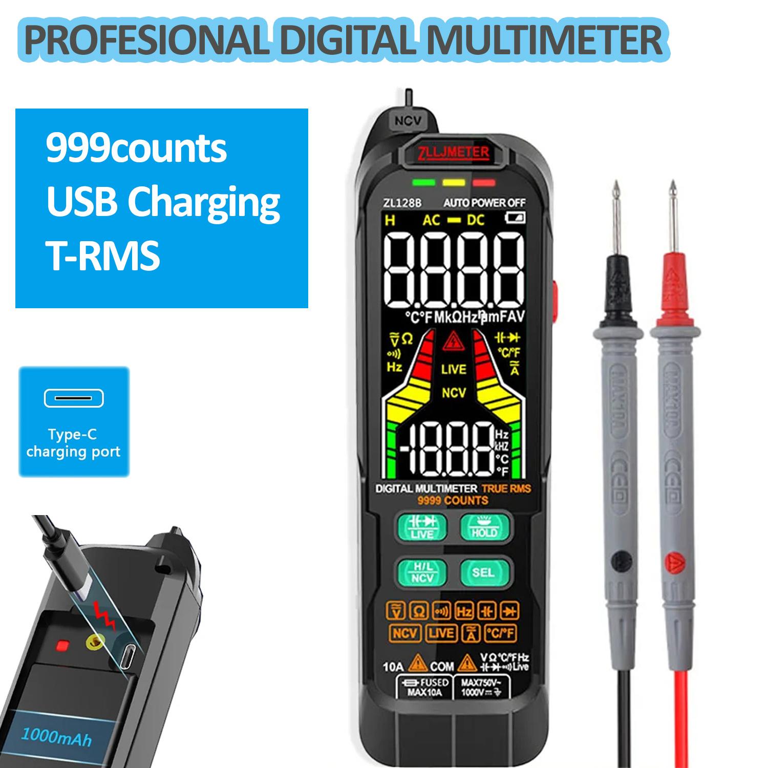 Professional Digital Multimeter Battery/USB Charging AC DC Current Voltage Tester Counts T-RMS Capacitance Auto Range Multimeter
Professional Digital Multimeter Battery/USB Charging AC DC Current Voltage Tester Counts T-RMS Capacitance Auto Range Multimeter