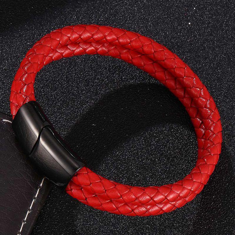 Новые красные плетеные кожаные браслеты для мужчин и женщин, браслеты с застежкой из нержавеющей стали, мужские ювелирные изделия, браслет, подарки BB0505 
Новые красные плетеные кожаные браслеты для мужчин и женщин, браслеты с застежкой из нержавеющей стали, мужские ювелирные изделия, браслет, подарки BB0505