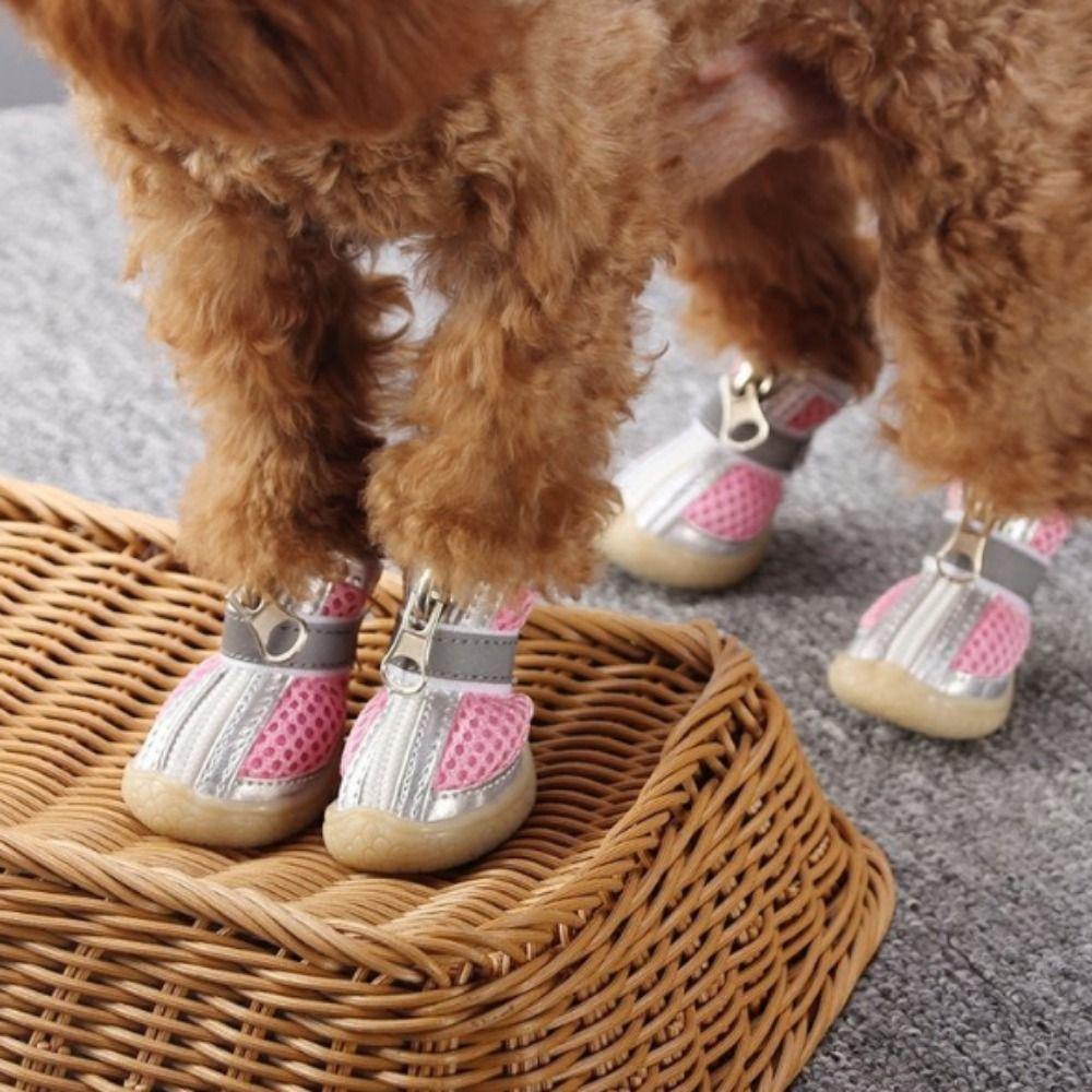 4 шт./компл. светоотражающая обувь для домашних животных из сетки, дышащие ботинки для собак, защита лап домашних животных, нескользящая обувь для собак, весна 
4 шт./компл. светоотражающая обувь для домашних животных из сетки, дышащие ботинки для собак, защита лап домашних животных, нескользящая обувь для собак, весна