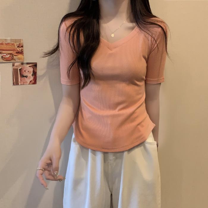 Black T-shirt women s short-sleeved V-neck loose cotton summer women s clothing 2025 new base with solid color thin top XL
Black T-shirt women s short-sleeved V-neck loose cotton summer women s clothing 2025 new base with solid color thin top XL