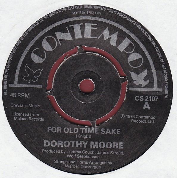 7inch Record DOROTHY MOORE - For Old Time Sake CS2107 Contempo 1977 UK Soul/Funk Used
7inch Record DOROTHY MOORE - For Old Time Sake CS2107 Contempo 1977 UK Soul/Funk Used