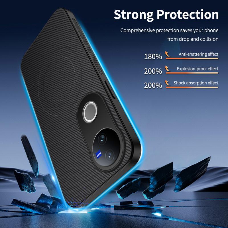 For vivo V50 5G Case Compatible with MagSafe WANLONFENG TQ Series Carbon Fiber Texture PC TPU Phone Cover Black
For vivo V50 5G Case Compatible with MagSafe WANLONFENG TQ Series Carbon Fiber Texture PC TPU Phone Cover Black