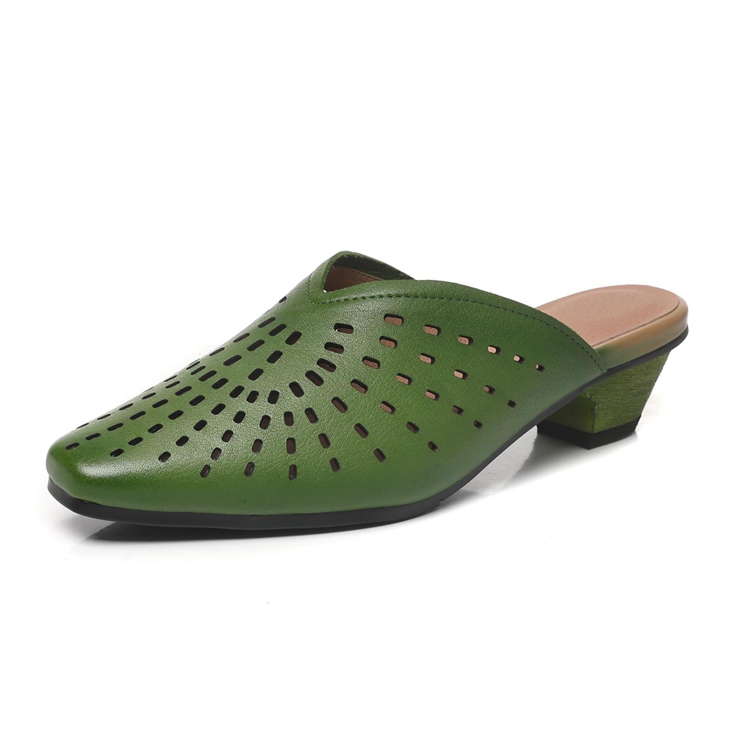 Johnature Genuine Leather Hollow-out Breathable Outdoor Slippers Retro Pointed Toe Middle Heel Women s Slides 40 зелений
Johnature Genuine Leather Hollow-out Breathable Outdoor Slippers Retro Pointed Toe Middle Heel Women s Slides 40 зелений
