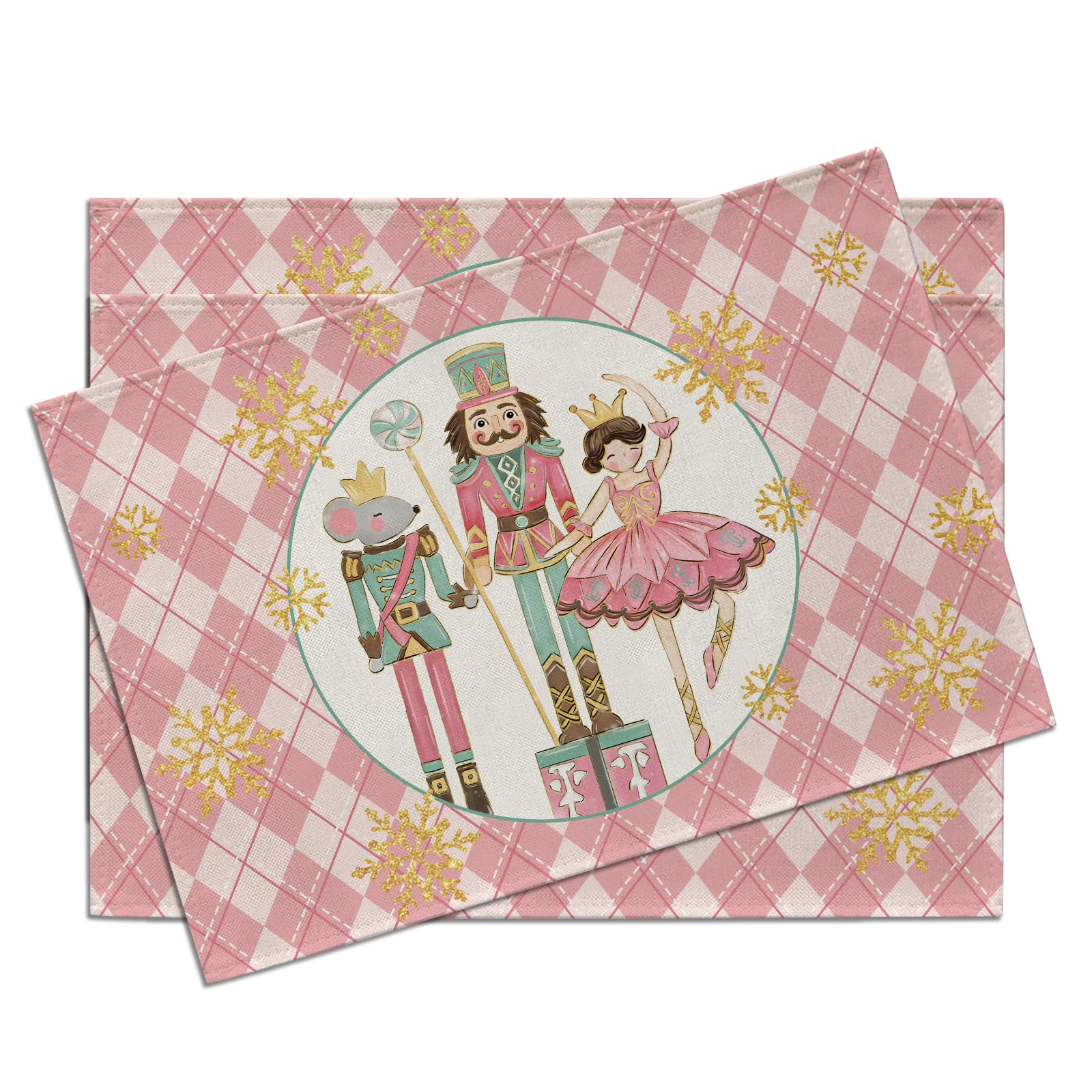 Pink Christmas Nutcracker Placemats Set of 4, Xmas Gold Snowflake Diamonds Dining Place Mats Table Decor 4Pcs-12 X18
Pink Christmas Nutcracker Placemats Set of 4, Xmas Gold Snowflake Diamonds Dining Place Mats Table Decor 4Pcs-12 X18