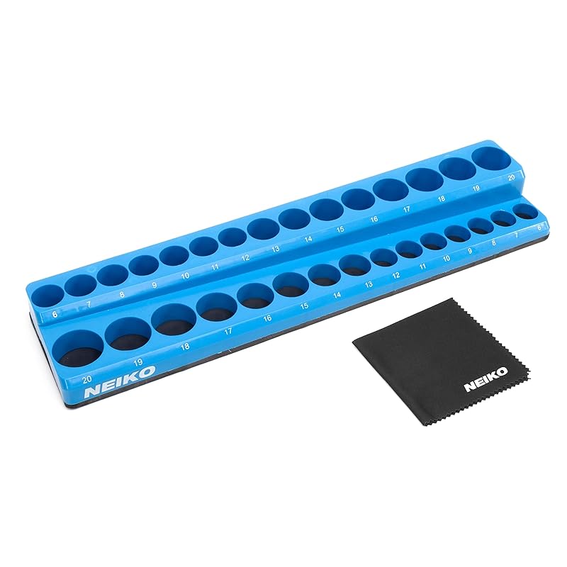 NEIKO 03971A magnetic socket holder | 3/8 inch drive 6mm-20mm Holds shallow & deep socket trays metric socket organizer 30 holes tool box storage 
NEIKO 03971A magnetic socket holder | 3/8 inch drive 6mm-20mm Holds shallow & deep socket trays metric socket organizer 30 holes tool box storage