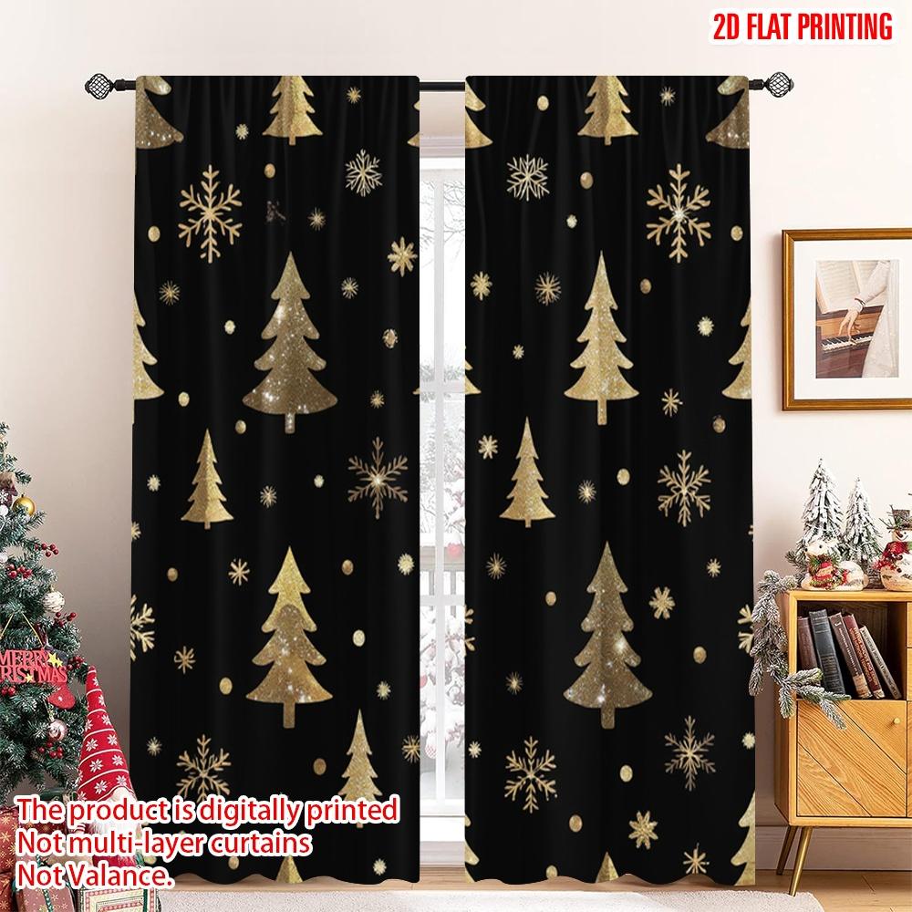 Set Of 2 Flat Printing Party Curtains Gold Christmas Trees Snowflakes Digital Printed Polyester Drapes Family Use Curtain W100*H70(CM)-Hooks&1PCS
Set Of 2 Flat Printing Party Curtains Gold Christmas Trees Snowflakes Digital Printed Polyester Drapes Family Use Curtain W100*H70(CM)-Hooks&1PCS