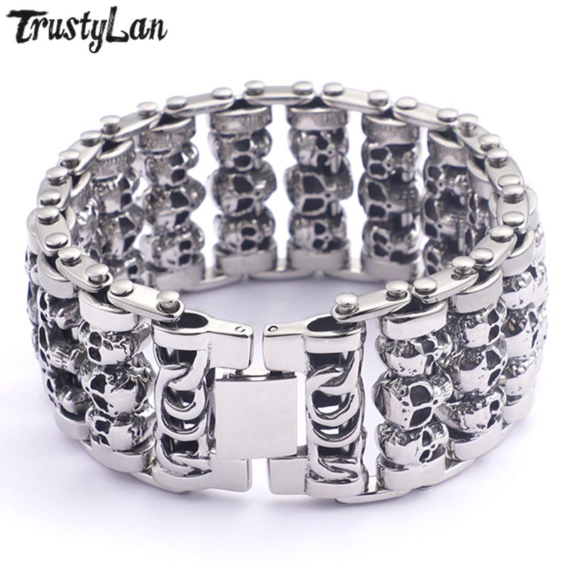 35MM Thick Skull Cuban Link Chain Bracelet Man 316l Stainless Steel Jewelry Gothic Punk Skeleton Men s Bracelets Armband Male 20cm
35MM Thick Skull Cuban Link Chain Bracelet Man 316l Stainless Steel Jewelry Gothic Punk Skeleton Men s Bracelets Armband Male 20cm