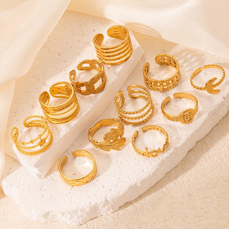 Elegant French Titanium Steel Irregular Ring with 18k Non-Fading Multi-Layer Leaf Design Adjustable Open Size
Elegant French Titanium Steel Irregular Ring with 18k Non-Fading Multi-Layer Leaf Design Adjustable Open Size