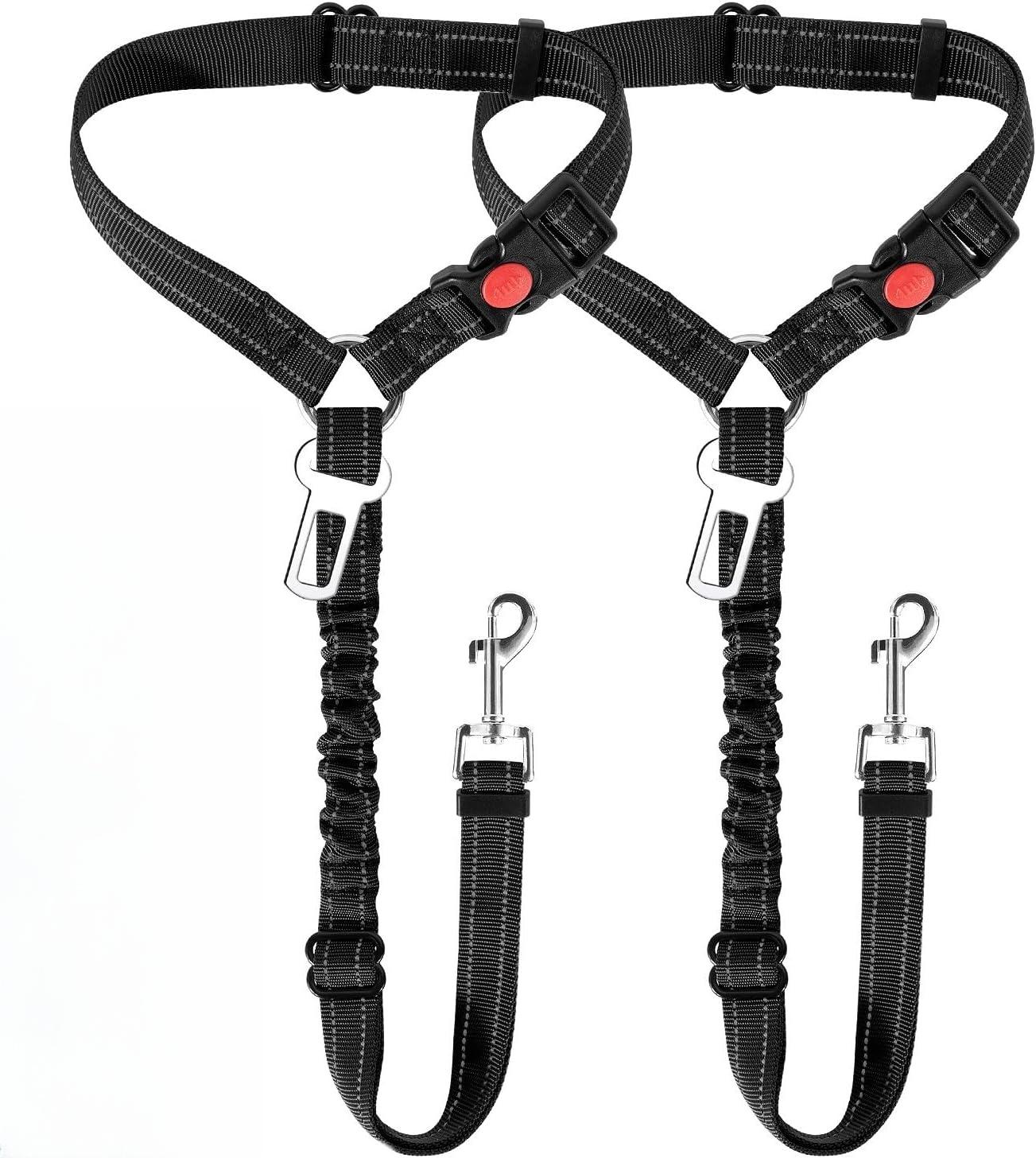Dog Seat Belt for Car,Dog Car Harness Seatbelt Adjustable with Elastic Bungee Buffer, 2in1 Pet Leash Restraint Dog Safety Tether
Dog Seat Belt for Car,Dog Car Harness Seatbelt Adjustable with Elastic Bungee Buffer, 2in1 Pet Leash Restraint Dog Safety Tether