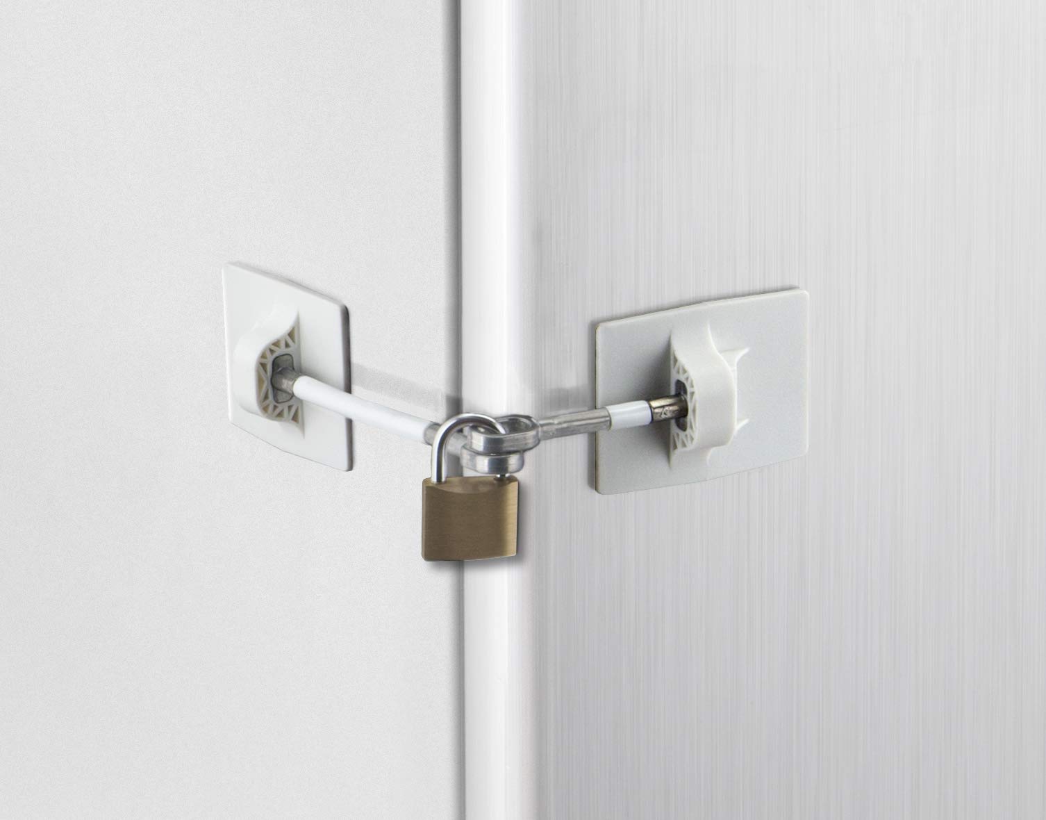 Refrigerator Door Lock with Padlock, White
Refrigerator Door Lock with Padlock, White